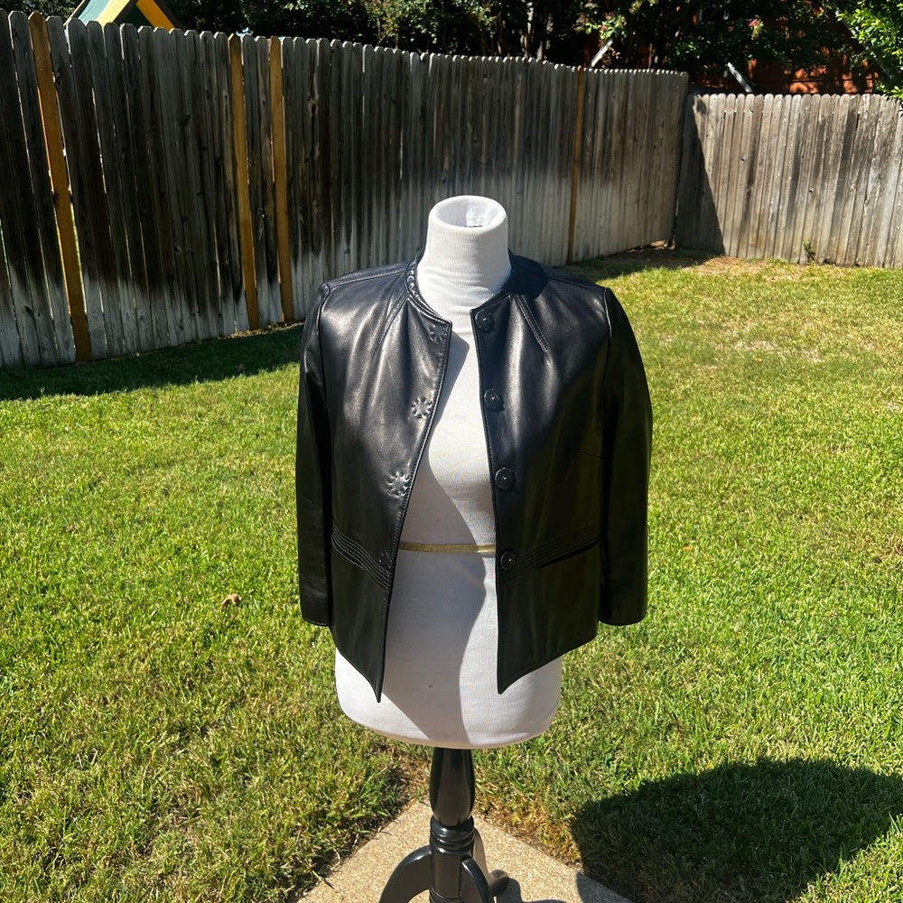 Slightly Used Piazza Sempione Leather Crop Jacket Size 42